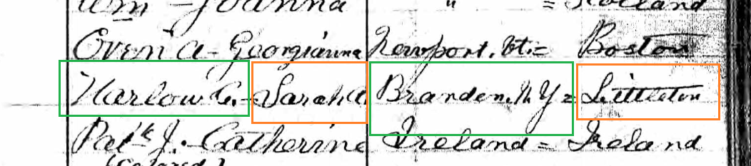 Detail from Hattie's death record