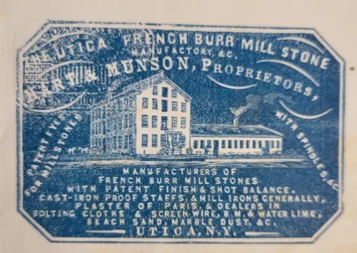 C1864 Utica New York UTICA FRENCH BURR MILL STONE MANF. adv. billhead - Picture 2 of 4