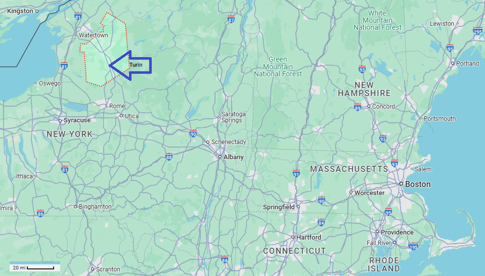 map showing Turin, Lewis County, NY