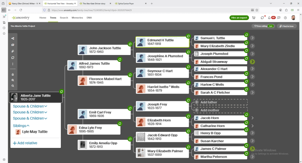 Tree view for Alberta Tuttle Project